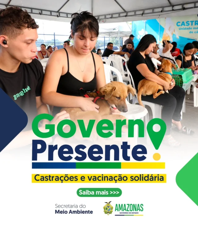 O Governo Presente estará de volta este sábado (23/11) no Educandos, e o Castramóvel também estará por lá! 🚚

Quer garantir castração ou vacinação antiviral? Então, se liga:

➡️ Quinta-feira (21/11): Dia de agendamento para castrações.

➡️ Sexta-feira (22/11): Dia das primeiras castrações para animais agendados no dia anterior.

➡️ Sábado (23/11): Segundo dia de castrações de pets agendados e dia de vacinação.

Os serviços vão ocorrer mediante distribuição de senhas: 200 para castração e 150 para vacinação. No sábado, outras 150 senhas serão distribuídas para agendar a castração ao longo da semana.

Arraste para o lado para conferir os horários! 🐱🐶